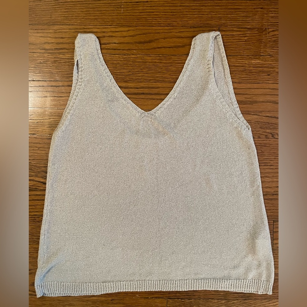 Sleeveless Reversible Light Beige Knit Tank Top